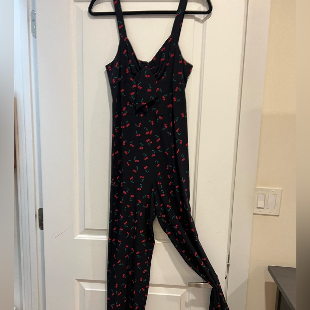 INTERMIX Black Jumpsuit with Cherry Print